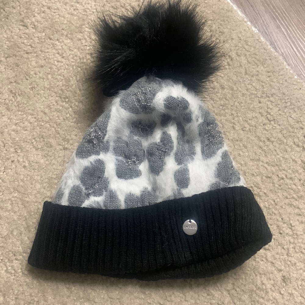 Express Cheetah Print Pom Beanie